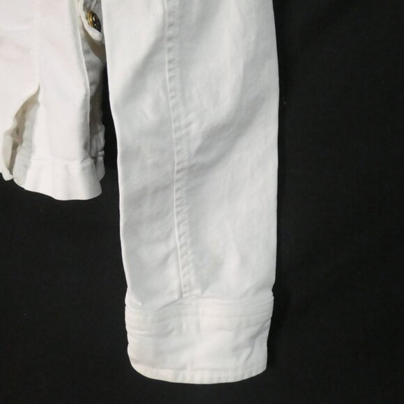 ZARA - Love Trf | small | White Denim Jacket | Gold Button Detail | Hook Closure - Picture 15 of 16
